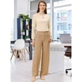 thumbnail image 2 of DARING DIVA Chiffon Semi Sheer Long Sleeves Keyhole Neck Blouse L Apricot, 2 of 6