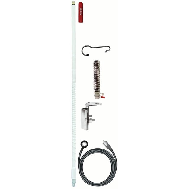 FIRESTIK - FG2648-W KIT d'Antenne avec Support Miroir Simple CB Sans Plan de Sol de 2 Pieds en Blanc