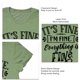 thumbnail image 3 of Camiseta de verano con estampado de letras negras sobre verde oliva, manga corta, cuello redondo, para mujer, talla XL, informal, de gran tamaño, 3 of 4
