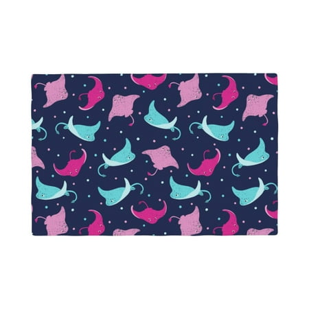 

Placemats Set of 4 colorful stingray navyblue cute Heat Resistant Non - Slip Place mats Waterproof table mat for Kitchen Dining-4片装