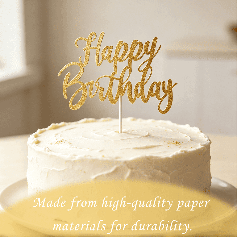 Paper Report On Table XINNAISI Happy Birthday Cake Topper, Glitter Paper Party Decoration for ...