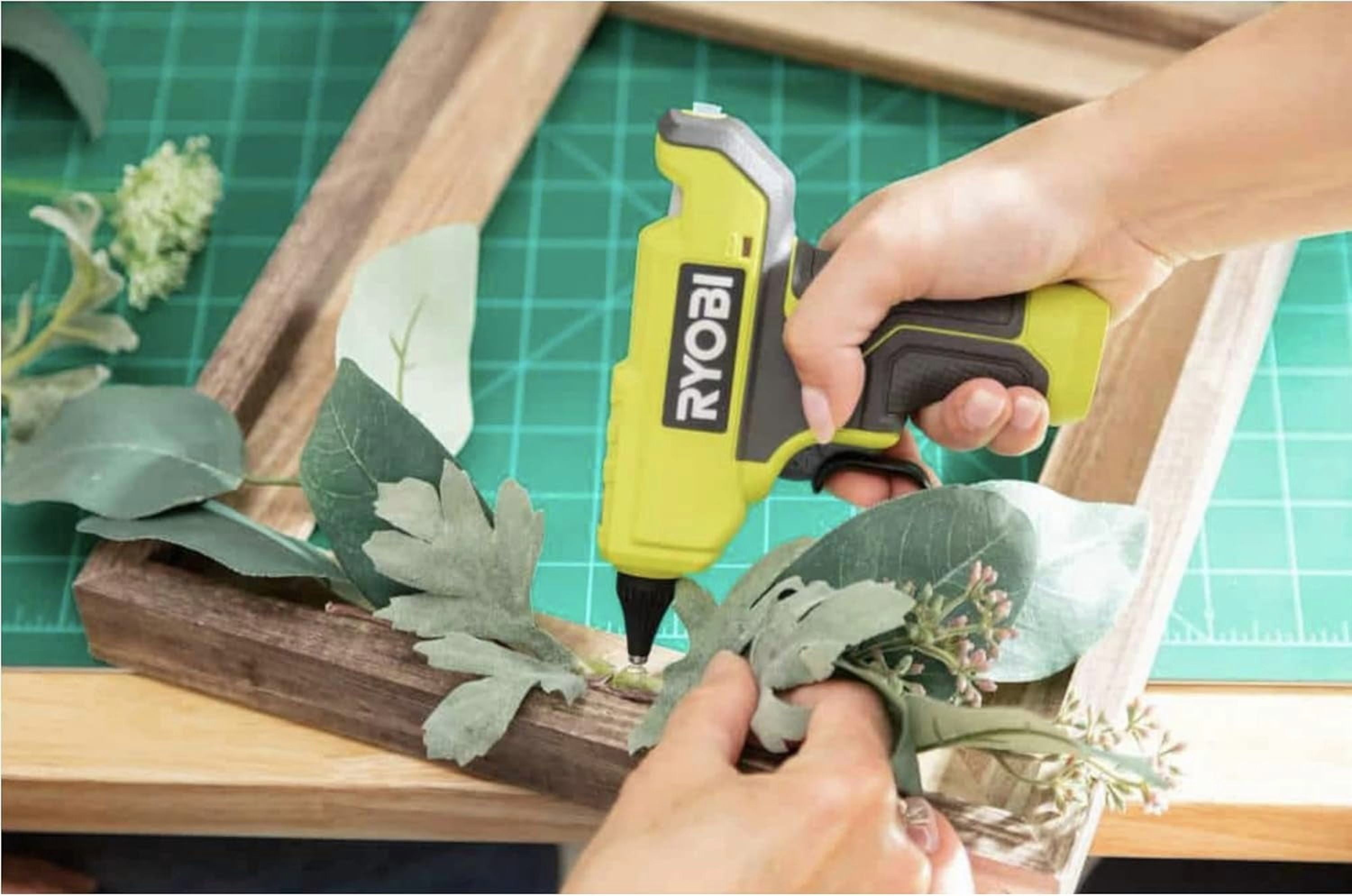 BUHO Cordless Glue Gun Bundle with 18 Volt Ryobi Tool, Battery, Charger, Glue Sticks, and Flashlight