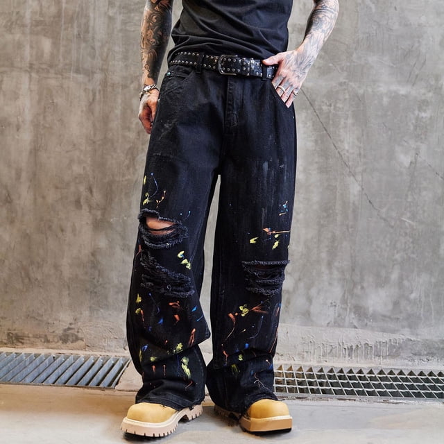 Pantalones cargo para hombre, estilo vintage, estilo militar, estilo urbano, con bolsillos, estilo grafiti, estilo militar.