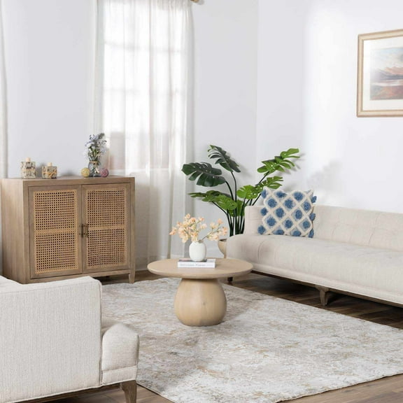 Hauteloom Claydon Boho Vintage Traditional Oushak Area Rug with Tassles - Farmhouse Oriental Floral Damask Carpet for Living Room, Bedroom, Dining Room - Taupe, Beige, Olive; Blue 7'10" x 10'3"