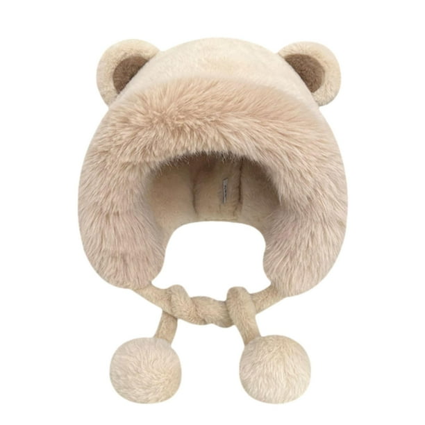 Gorro de invierno para mujer con orejeras, gorro térmico de esquí, gorro de cazador de invierno de tendencia. Beige
