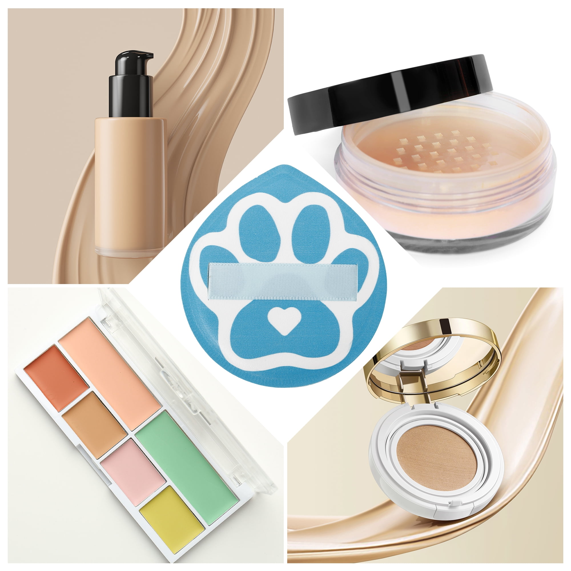Unique Bargains 1 Pc Portable Cat Paw Face Makeup Sponge Blue