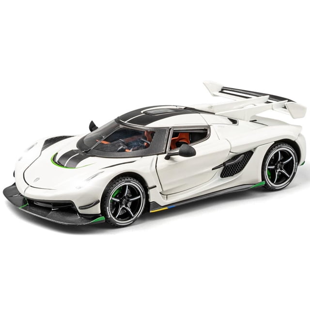 Coche de juguete EROCK Koenigsegg a escala 1:24 con sonido y luz, blanco