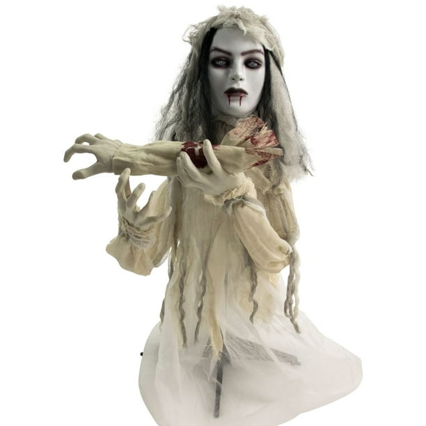 Haunted Hill Farm 31 In. Groundbreaker Animatronic Bride, Indoor ...