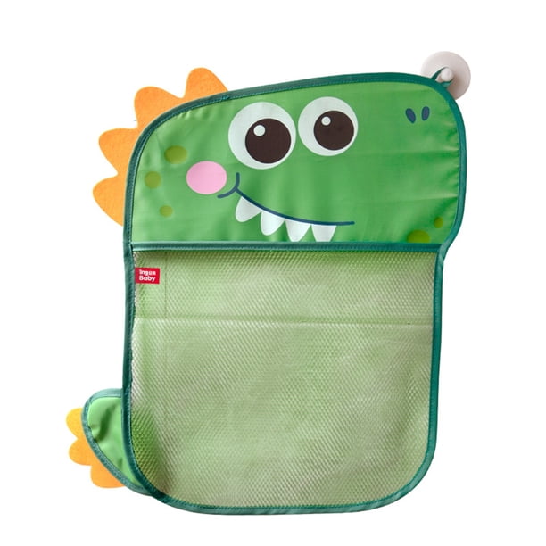 Bolsa de malla de cesta con soporte de juguetes de succión lavable para almacenamiento de juguetes (dinosaurio verde JShteea libre de BPA