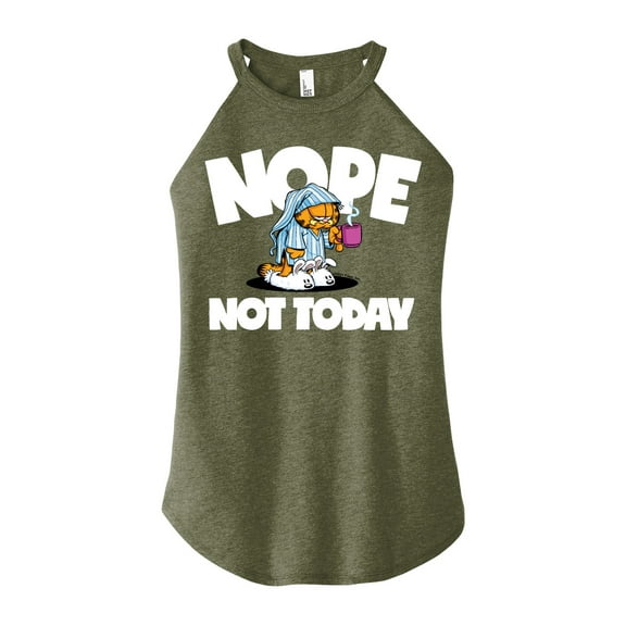 Garfield - Nope Not Today - Juniors High Neck Tank Top
