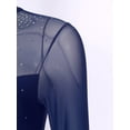 thumbnail image 5 of Haitryli Women Long Sleeve Gymnastics Leotard Unitard Rhinestone Full Length Bodysuit Jumpsuit Navy Blue S, 5 of 7