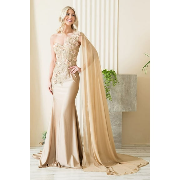 One Shoulder Cape Dress