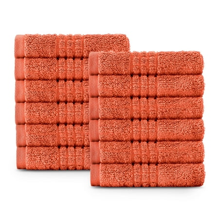 Lavish Touch 100% Egyptian 2 Ply Cotton 700 GSM Mosaic Pack of 12 Wash Towels Blaze