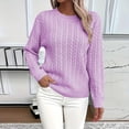 thumbnail image 2 of Women's Sweaters Crewneck Cable Knit Long Sleeve Pullover Casual Loose Fit Fall Outfits Fashion Clothes 2025, 2 of 5
