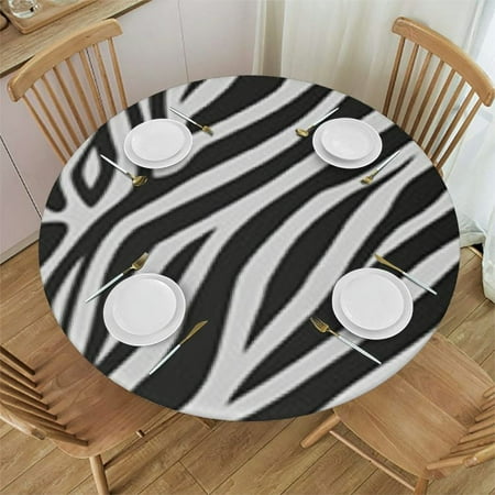 

BANET Black White Stripes Zebra Skin Animal Texture Round Table Cloth Circle Table White Dinner Tablecloth Desk Cloth Cover for Home Party Wedding 54 -58