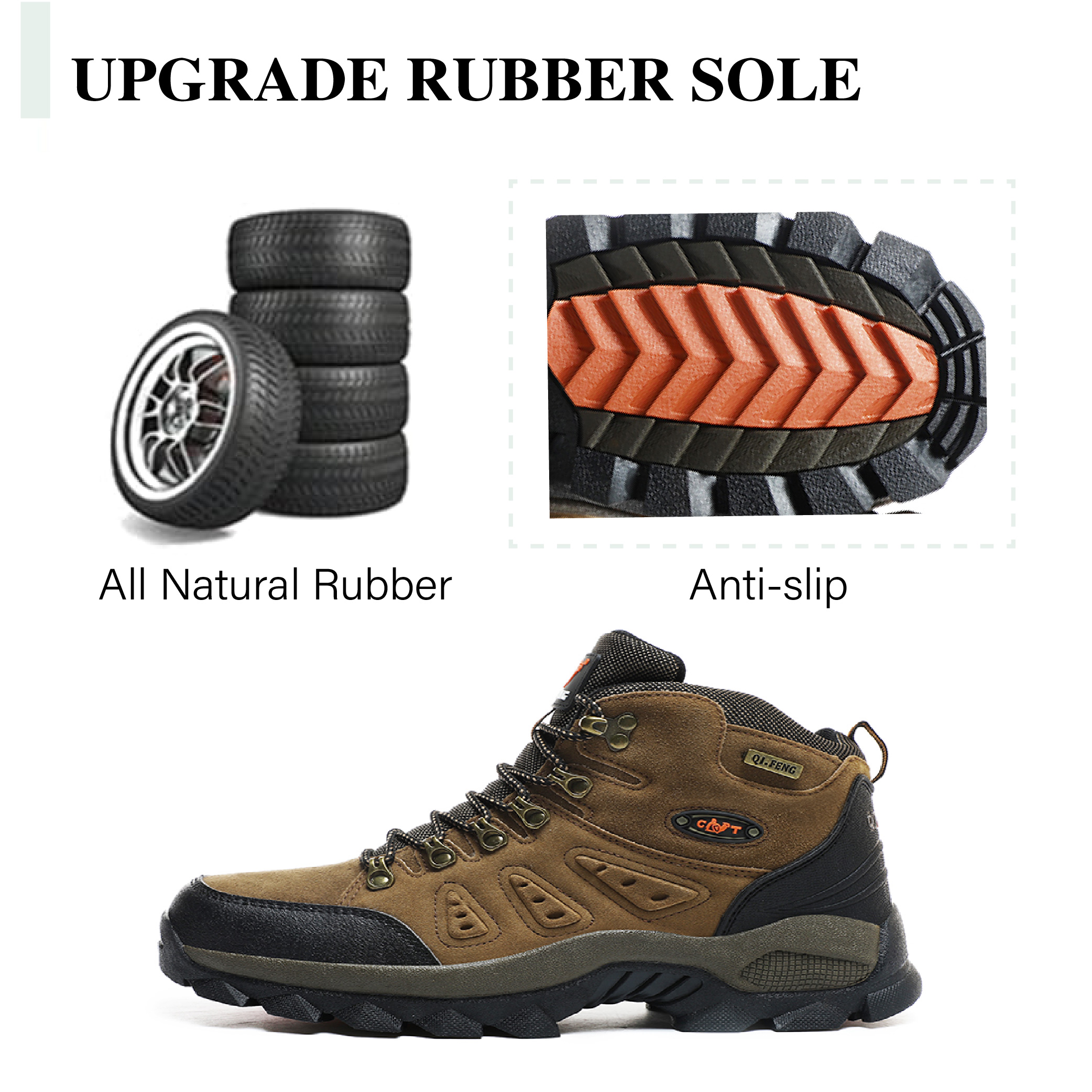 Mens Hiking Boots Outdoor Hiking Trekking Work Climbing Shoes Slip Resistant Lightweight Camping Work Shoes Brown 11.5 US