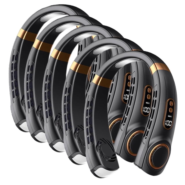Ventiladores Modernos BreezyFlowBlack 5Pzas Negro 3.7W 5 Velocidades Plástico ABS/PC Ventilador de Cuello.