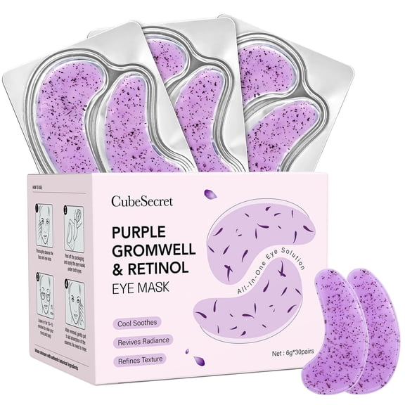 Under Eye Patches with Vitamin C Purple Gromwell and Retinol Eye Mask for Dark Circles and Puffiness, Eye Skin Care Products 30 Pairs