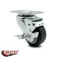 thumbnail image 2 of 3 Inch Thermoplastic Rubber Wheel Swivel Top Plate Caster with Brake SCC, 2 of 2