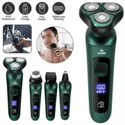 Electric Shaver for Men, 4 in1 3 Head Beard Trimmer Portable USB Charge, Cordless Razor Men's Nose Sideburn Trimmer, Wet Dry Shaver with LED Display