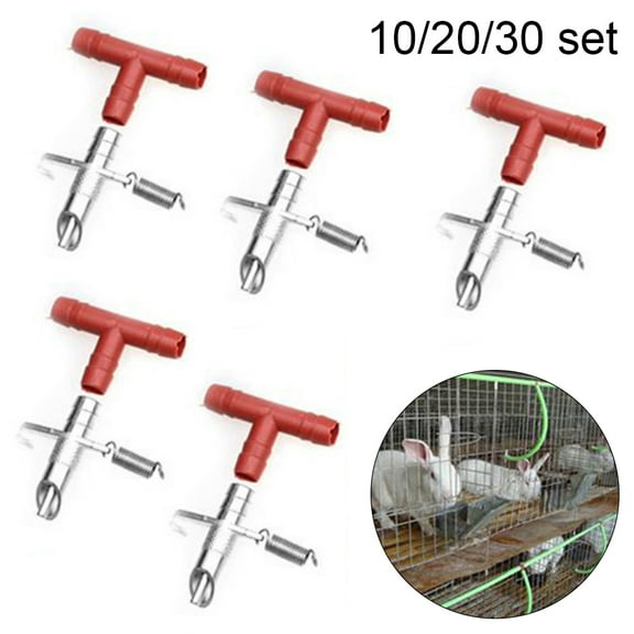 SPRING PARK 10/20/30Pcs Rabbit Pet Nipple Water Drinker Sets Bunny Feeder Drink Pipe Nipple Drinker