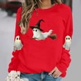 thumbnail image 2 of Jsaierl Halloween Sweatshirts for Women Plus Size Ghost Graphic Pullovers Trendy Loose Fit Crewneck Long Sleeve Sweater Tops Halloween Costumes, Sizes S-2XL, 2 of 6