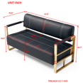 thumbnail image 4 of 57.9" Width Modern Upholstery Faux Bonded Leather Loveseat Sofa for Living Room Accent Love Seats for Small Spaces 2 Seater Couch Sofa Office Apartment Studio Furniture with Golden Metal Arms (Black), 4 of 6