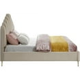 thumbnail image 4 of HomeStock Vintage Vogue Velvet Upholstered Platform Bed with Sturdy Gold Steel Legs and Deep Channel Tufted Headboard-Color:Cream,Size:King, 4 of 8