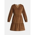thumbnail image 5 of Time and Tru Women's Tiered Corduroy Dress with Long Sleeves, Sizes XS-XXXL, 5 of 5