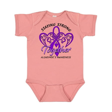 

Inktastic Staying Strong Together Alzheimer s Awareness Purple Ribbon Gift Baby Boy or Baby Girl Bodysuit