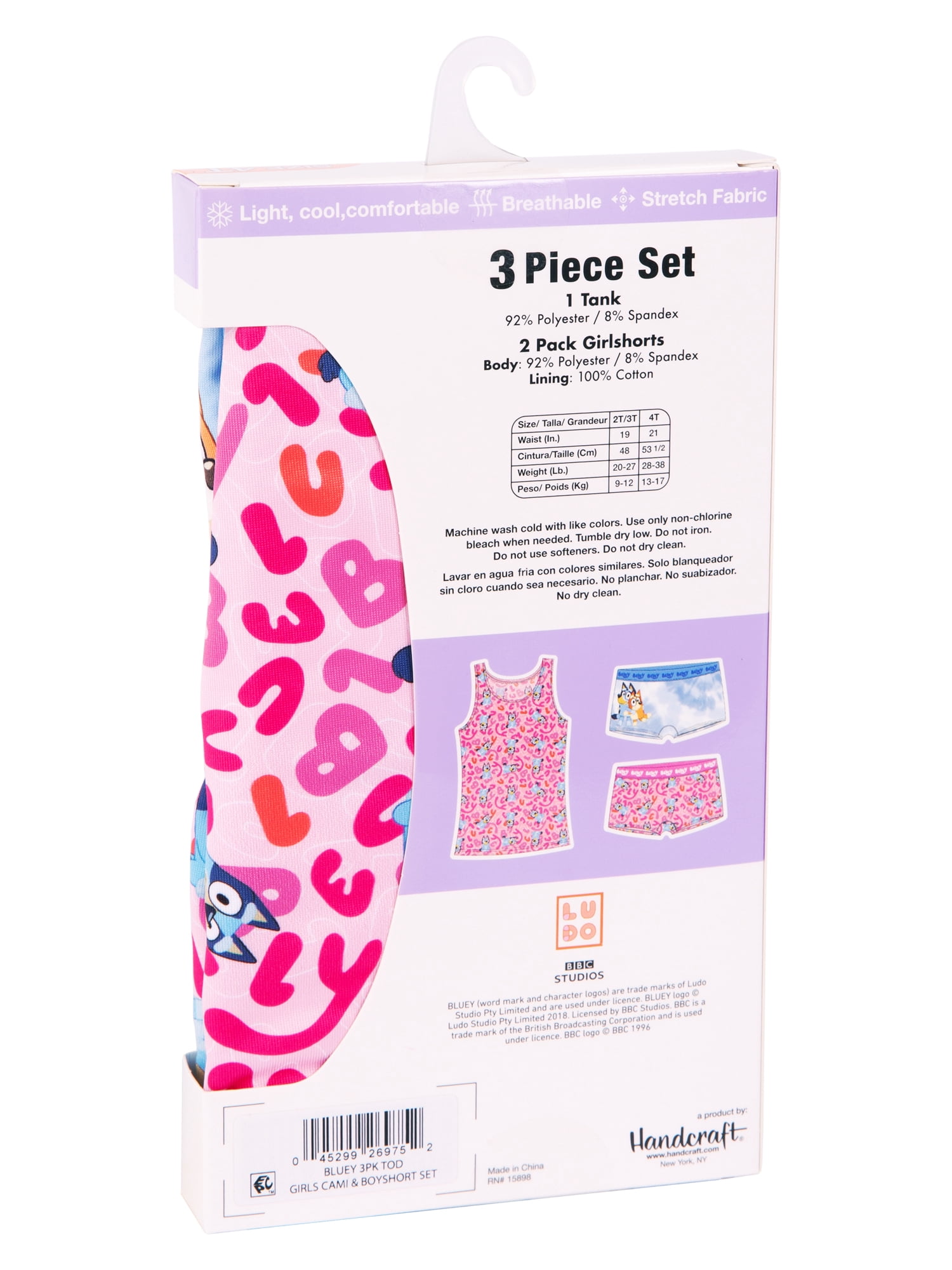 Character Toddler Girl Tank Top and Boyshorts Underwear Set, 3-Piece, Sizes 2T-4T