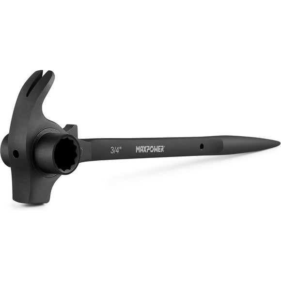 TRAHOO-3/4" x 11/16" Scaffold Wrench, Spud Ratchet Podger, Multifunctional Functions with Claw Pry Bar and Hammer Face (19 mm x 17 mm)