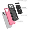thumbnail image 4 of Cutyskin iPhone 14 Armor Case with Hidden Card Holder Detachable Wallet Cover, Built-in Kickstand, Camera Lens Protection, Tough Rugged Shockproof Phone Case for iPhone 14, Pink, 4 of 9