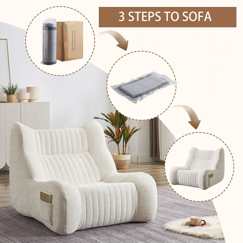 YINGYING Bean Bag Chair for Adults  - Oversized Comfy Beanbag with Armrests Lounge Lazy Floor Sofa Accent Chair for Living Room, Bedroom