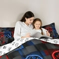 thumbnail image 5 of Castle Fairy Honeycomb Gamepads Twin Comforter Sets,Abstract Futuristic Plaid Bedding Set, 5 of 8