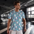 thumbnail image 3 of Wukai Rabbit And Rainbow Print Men's Short-Sleeved Mesh T-Shirt,Quick-Dry Short Sleeve Workout T-Shirt-X-Small, 3 of 8