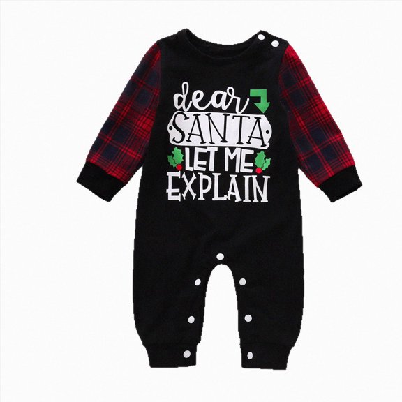 mgoYE Newborn Baby Boy Girl Fall Winter Christmas Clothes 3 6 9 12 Month Plaid Long Sleeve Romper Jumpsuit Cute Infant One Piece Outfit(Black,0-3 Months)