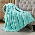 thumbnail image 3 of Home Soft Things Jacquard Faux Fur Throw - Bleached aqua - 50" x 60", 3 of 9