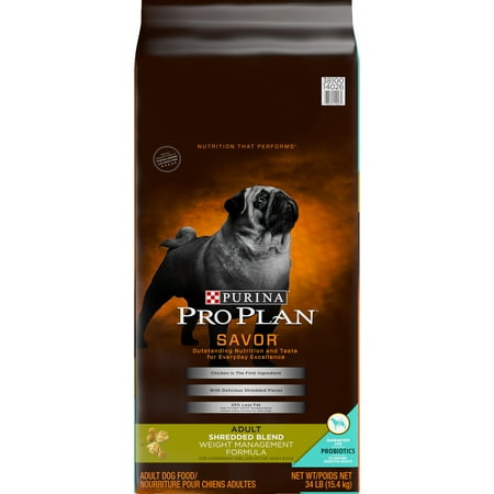Purina Pro Plan Weight Management Dry Dog Food, SAVOR Shredded Blend Weight Management Formula - 34 lb.