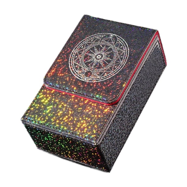 Caja de almacenamiento de cartas de tarot, funda para cartas de juegos de mesa, contenedor universal para naipes. Negro Rojo