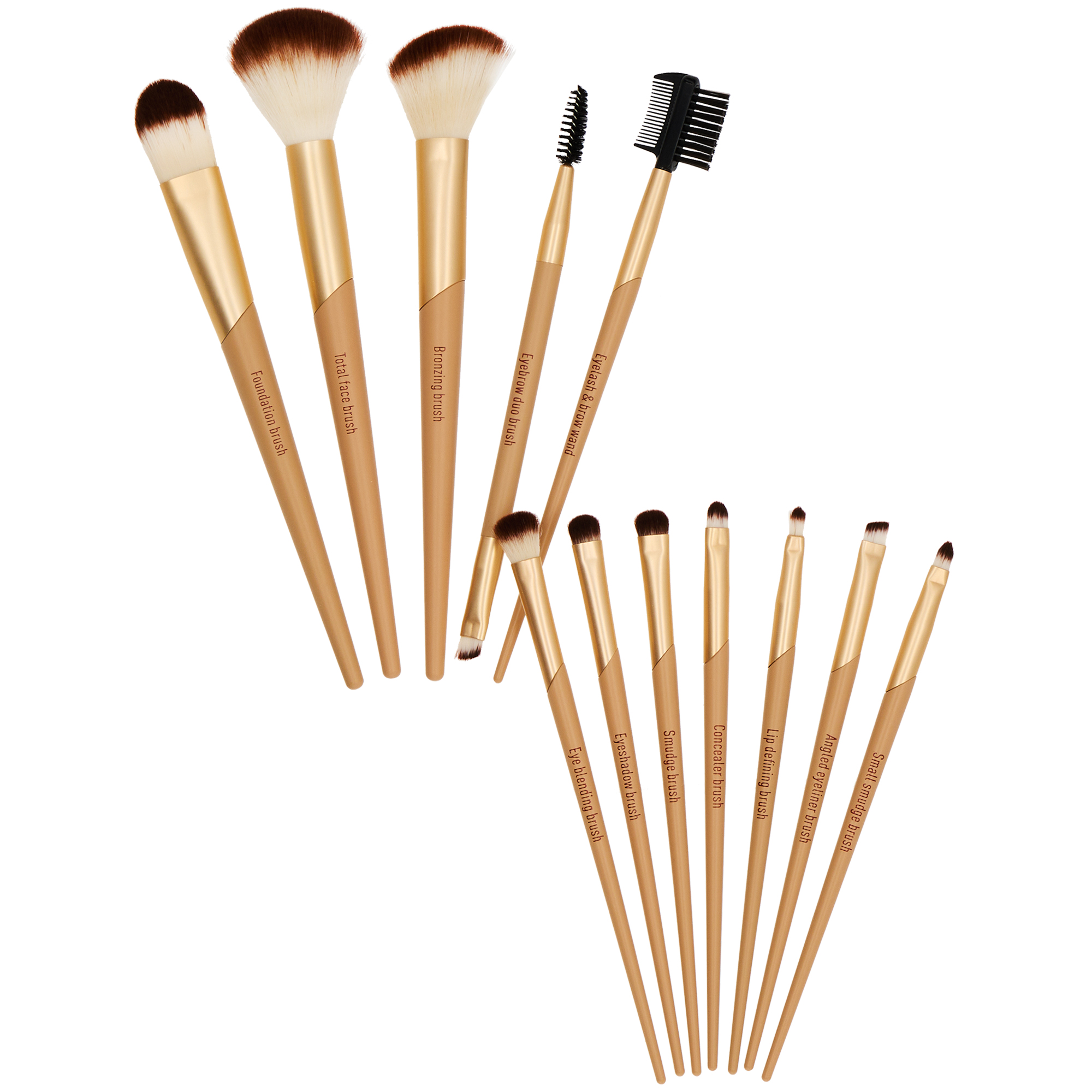 12-Piece Face and Eye Makeup Brush Set, Gold photo 2