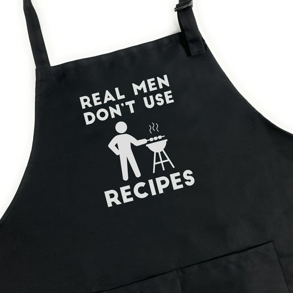GuyAprons Real Men Don't Use Recipes Apron, Funny Apron for Men, BBQ Grill Apron, Funny Apron for Dad