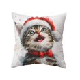 thumbnail image 2 of Horivan Festive Christmas Tree Cat Pillow Cover Linen Watercolor Holiday Decor for Sofa Bed Living Room Seasonal Home Accent Throw Pillow Case Cute Cat Themed, 2 of 6