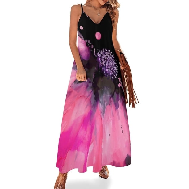 Vestido sin mangas de margaritas y flores hippies de color verde azulado Vestido de noche para mujer Vestido de verano para mujer