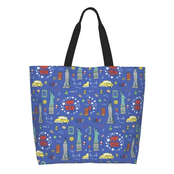 Easygdp New-York City Tote Bags for Women,Women Travel Shoulder Bags Handbags，Big Capacity Shopping Work Bag