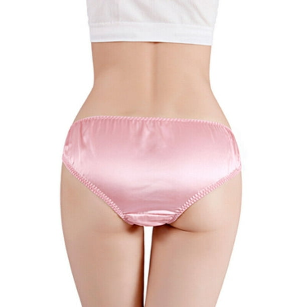 NETSENG 1pc pink Women Silk Panties Seamless Satin Briefs Underwear Comfort  Breathable Underpants,L(for 50-62.5kg) 