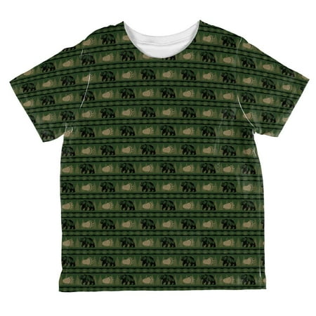 

Grizzly Bear Pattern Green All Over Toddler T Shirt Multi 4T