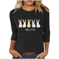 thumbnail image 2 of Mifsaly Ribbed Easter Tshirts for Women Cute Animal Graphic 3/4 Sleeve Shirts Comfortable Breathable Casual Easter Tops Tee L, 2 of 7