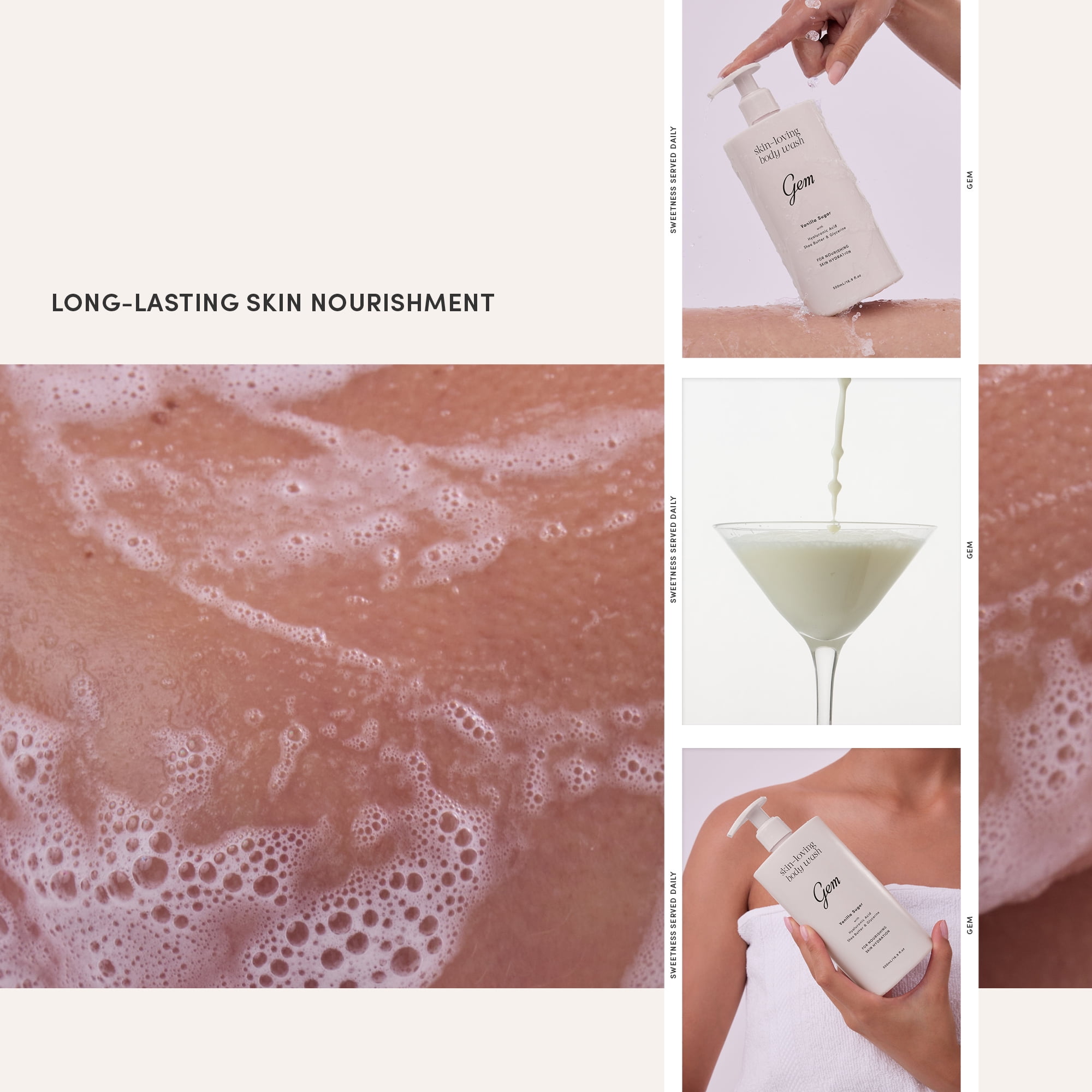 Gem Skin-Loving Body Wash Vanilla Sugar 500mL 16.9 fl oz