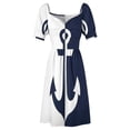 thumbnail image 5 of Nautical white and navy blue anchor Dress long sleeve dresses festival outfit women, 5 of 6